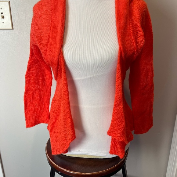 WOODEN SHIPS Open front cardigan.  Orange size Small/Medium - Picture 1 of 8